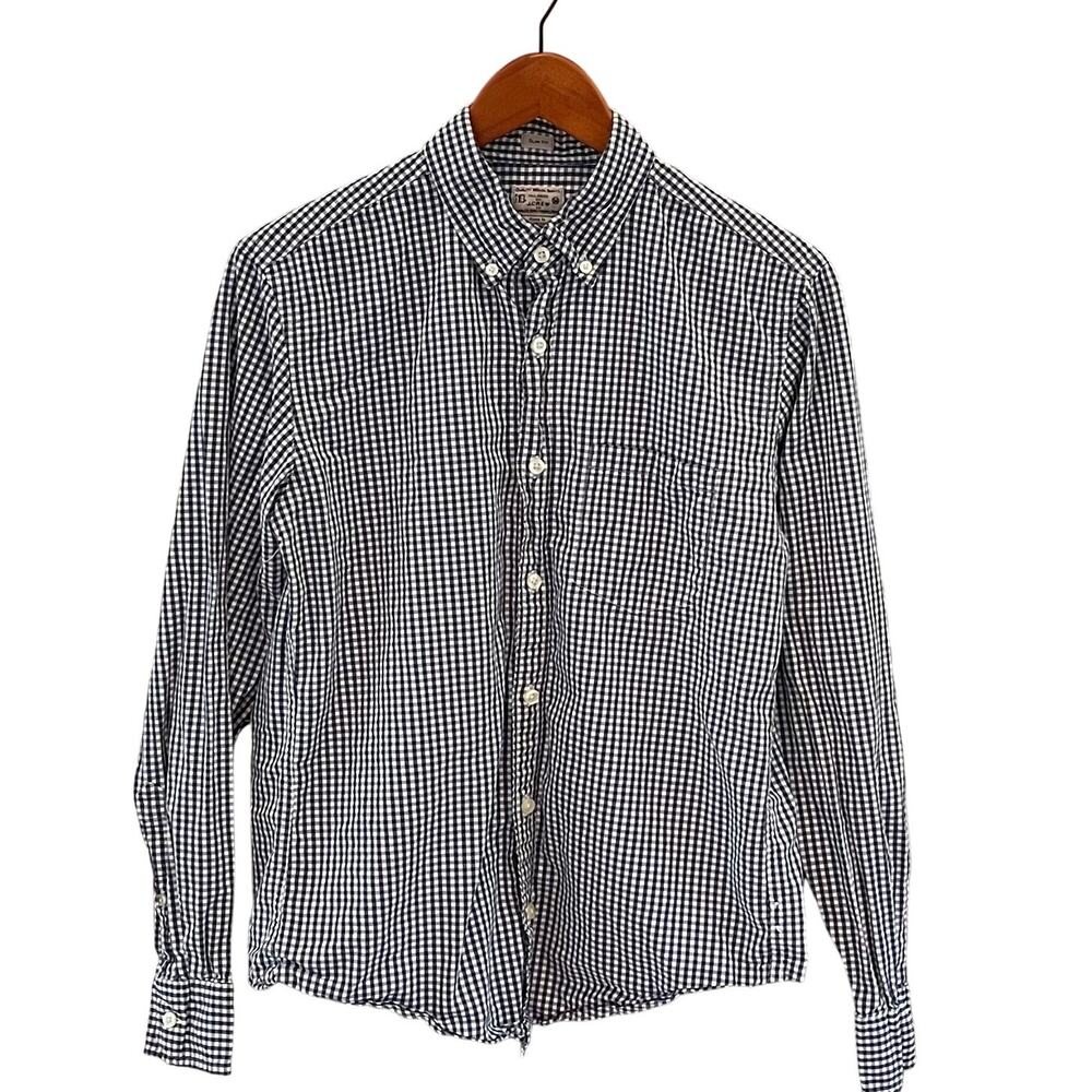 J.Crew Men's Navy Blue Gingham Button Down Shirt, Slim Fit, Size M